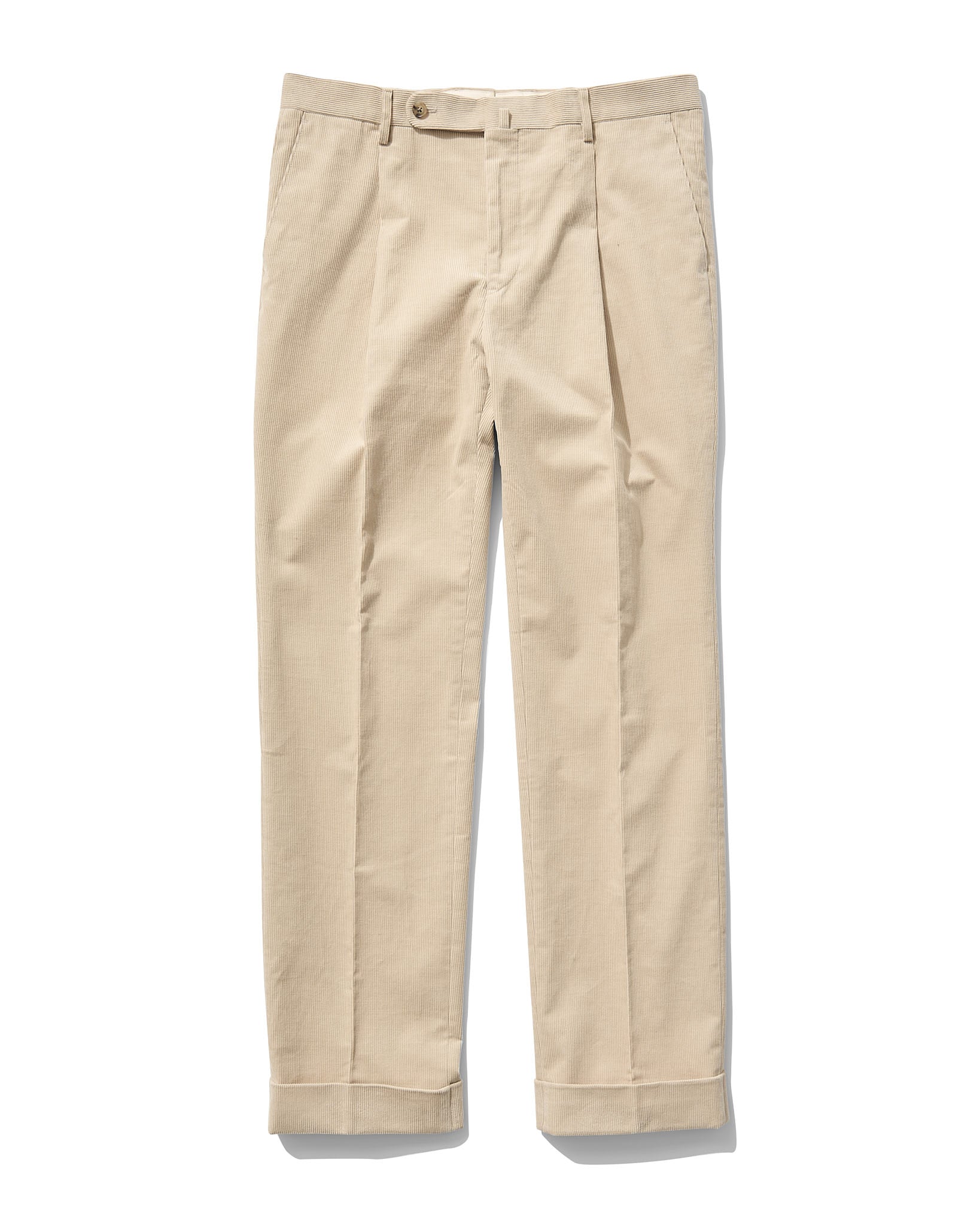 Single Pleat Slacks in Wheat Corduroy