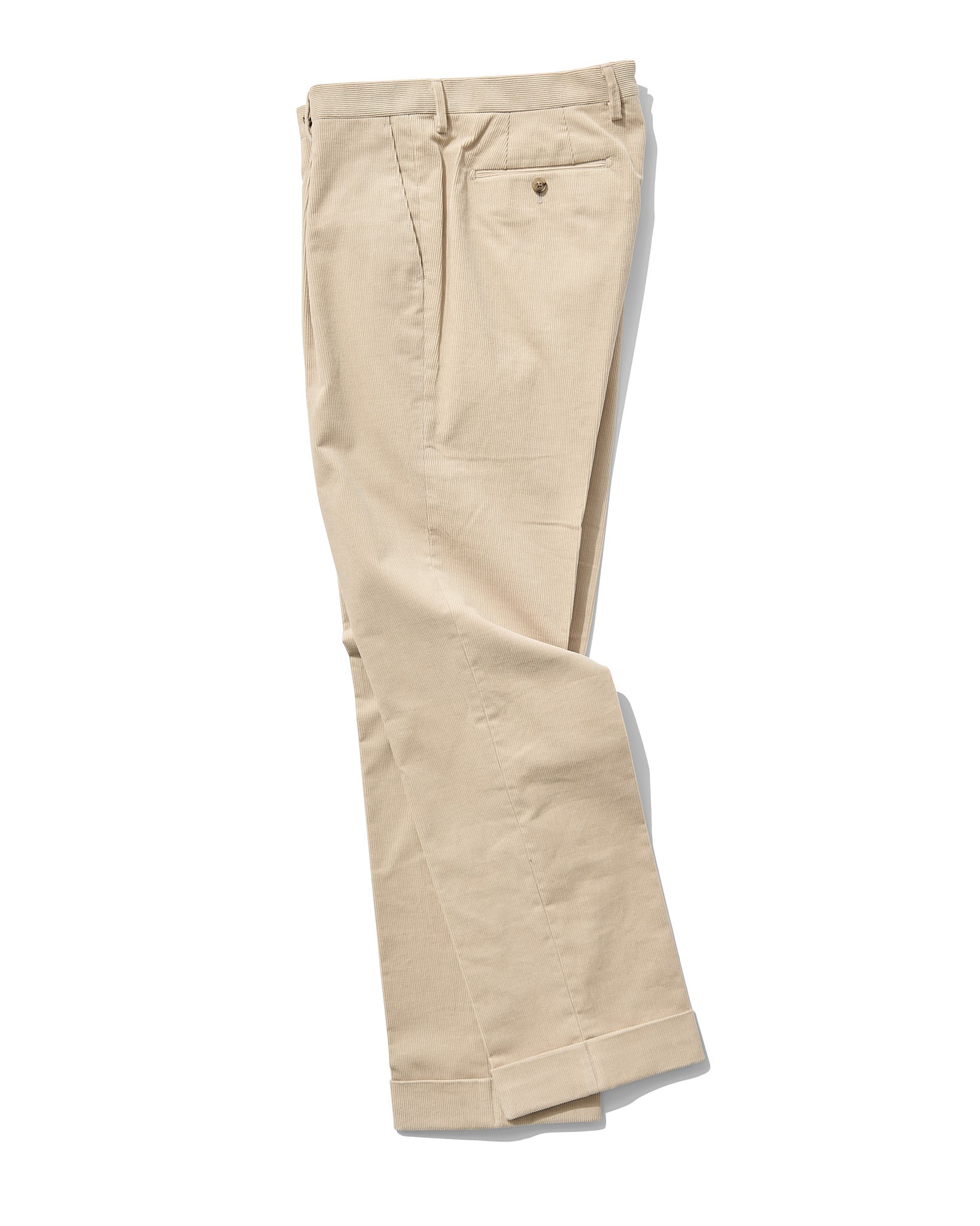 Single Pleat Slacks in Wheat Corduroy