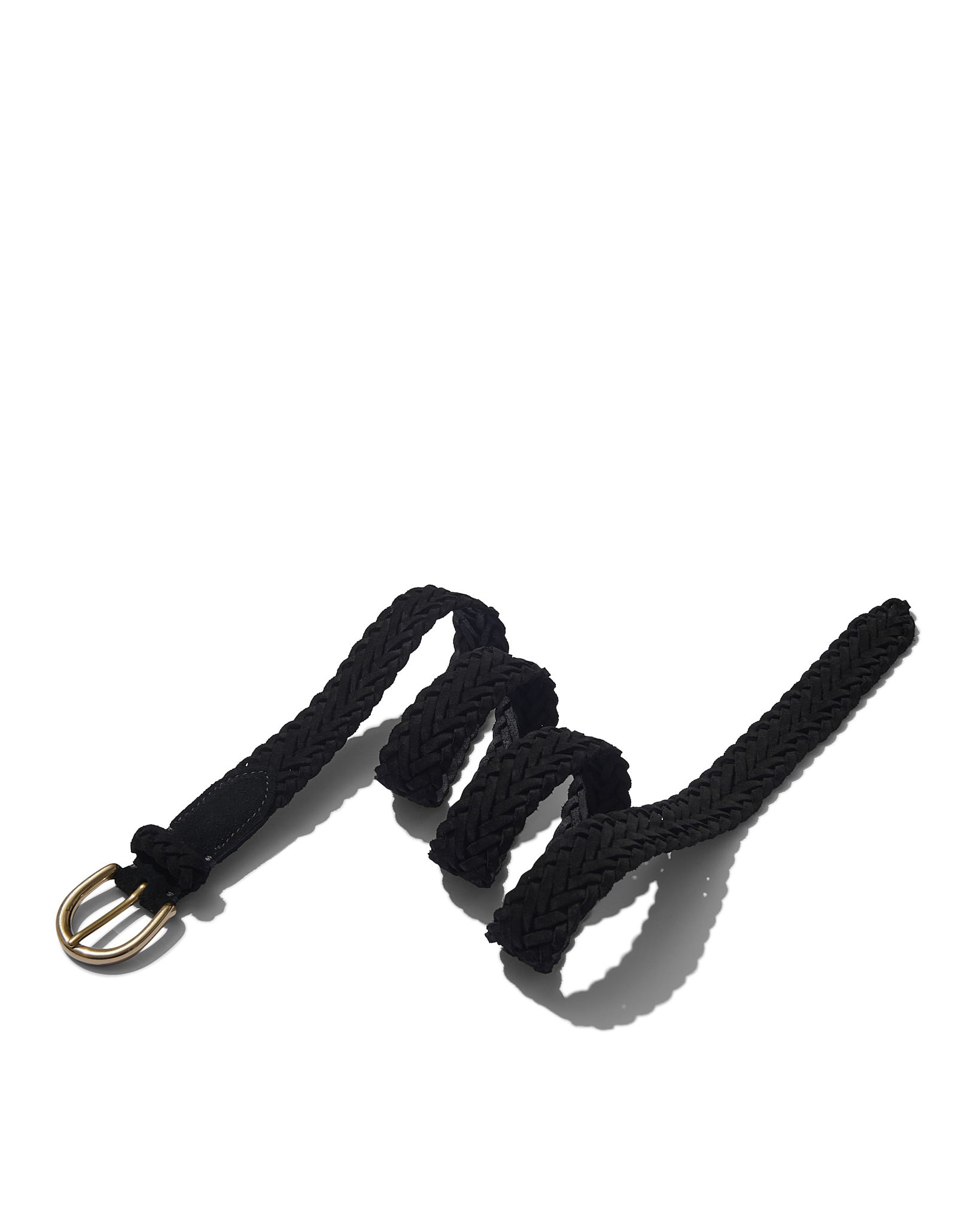 Woven Belt in Black Suede