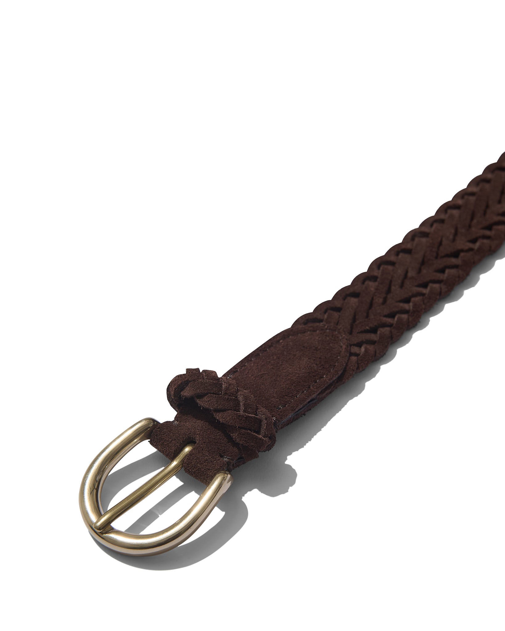 Woven Belt in Brown Suede