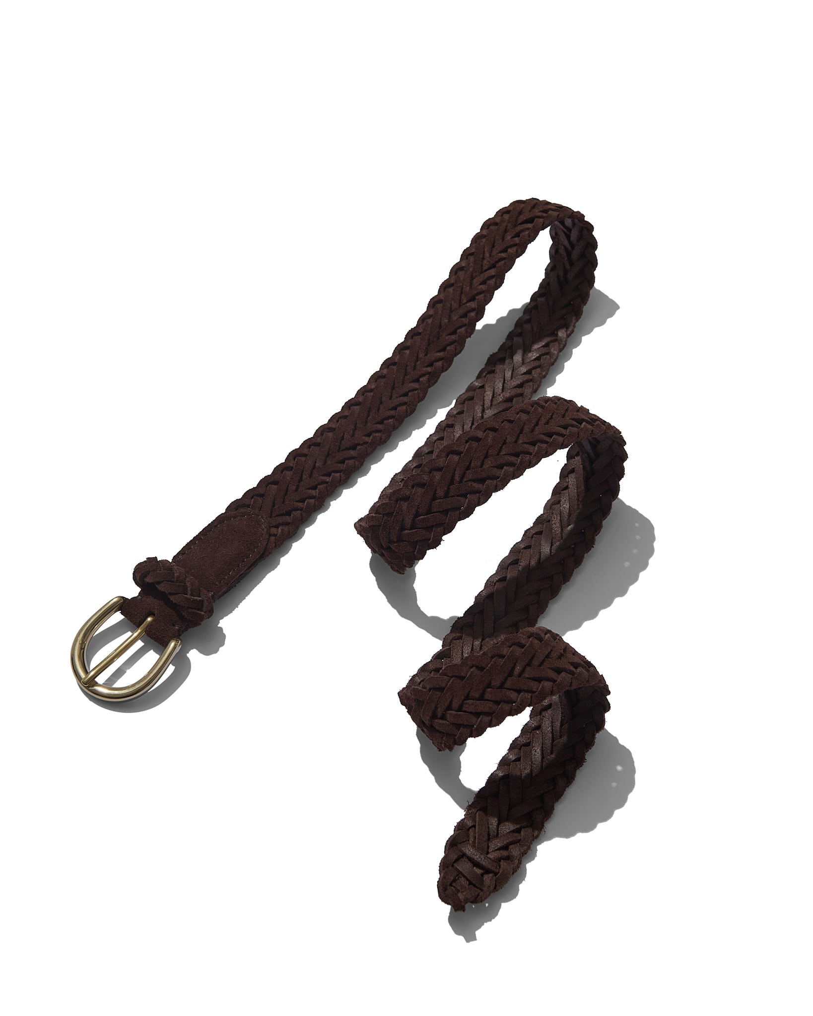 Woven Belt in Brown Suede