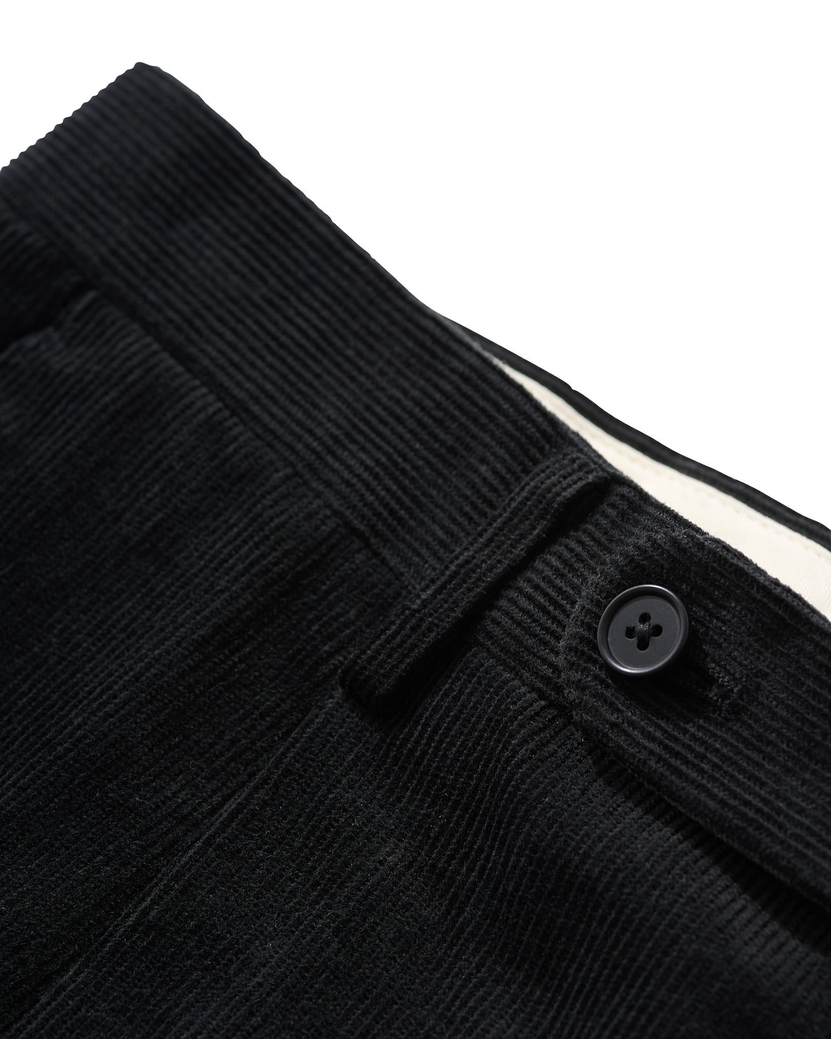 Single Pleat Slacks in Black Corduroy