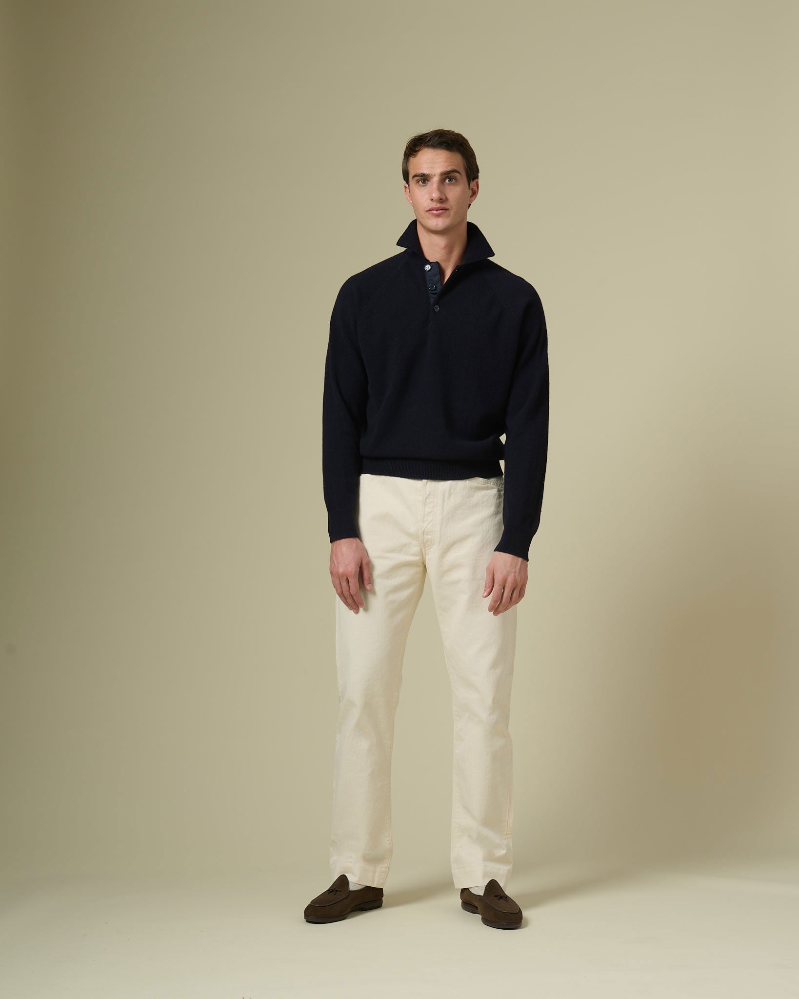 French Pocket Trouser in Cream HBT